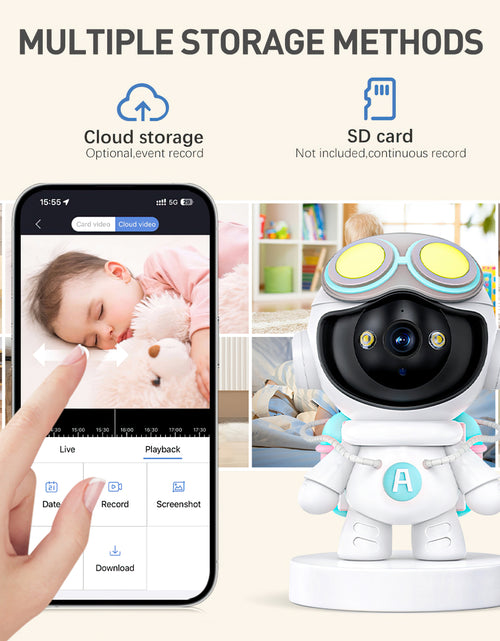 Load image into Gallery viewer, Baby Monitor, 360° Wireless 5G Nanny Cam with Safety Alerts, 4MP HD Wifi Camera for Human &amp; Pet Detection, Home Security Camera with Two-Way Audio, Motion Tracking, IR Night Vision, Sleep Tracking
