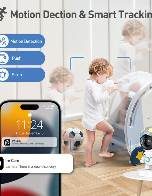 Load image into Gallery viewer, Baby Monitor, 360° Wireless 5G Nanny Cam with Safety Alerts, 4MP HD Wifi Camera for Human &amp; Pet Detection, Home Security Camera with Two-Way Audio, Motion Tracking, IR Night Vision, Sleep Tracking
