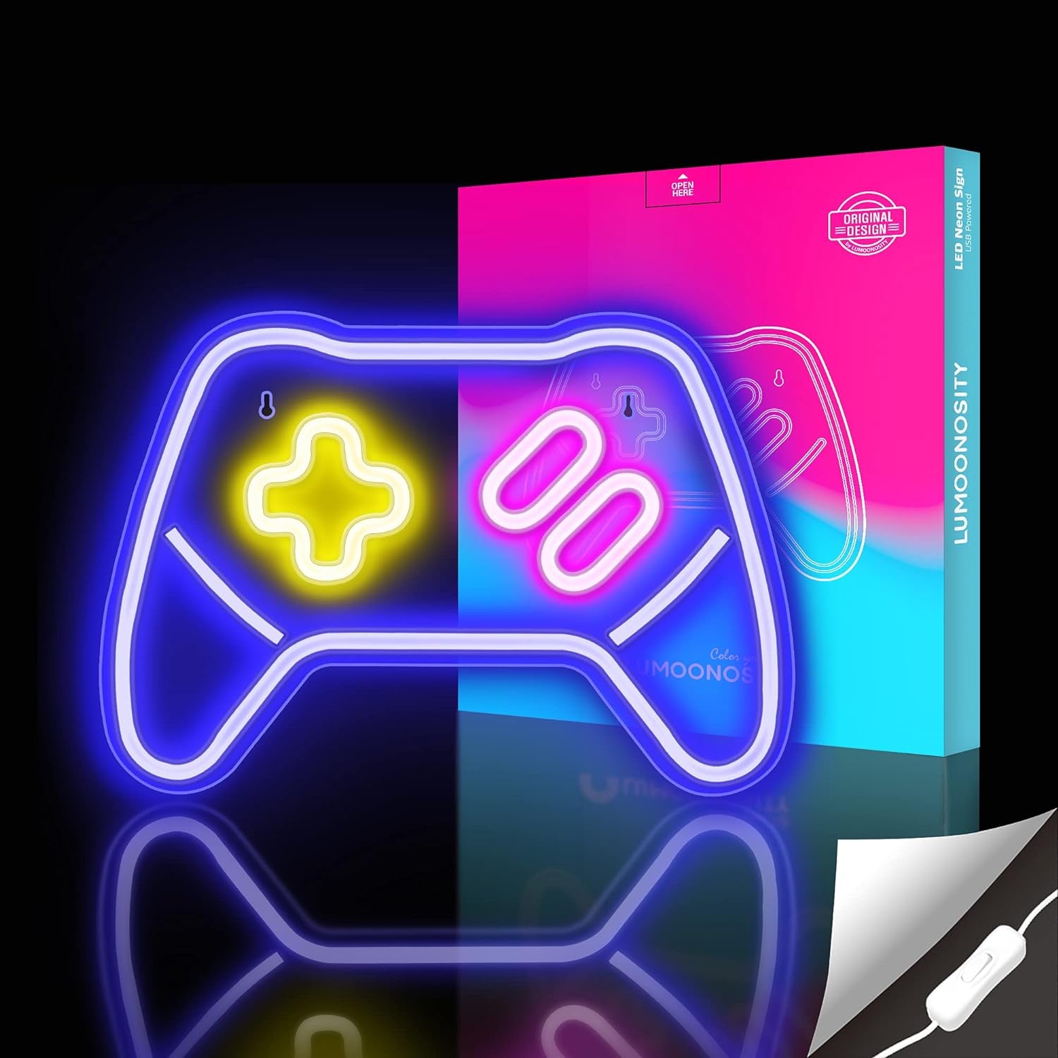 Game Controller Neon Signs – Gamepad/Game Remote Neon Sign for Video/Pc Gamer, Teen Boys' Gift - Game Zone LED Signs for Wall, Bedroom, Game Room Decor - Cool Gaming Console Neon Light